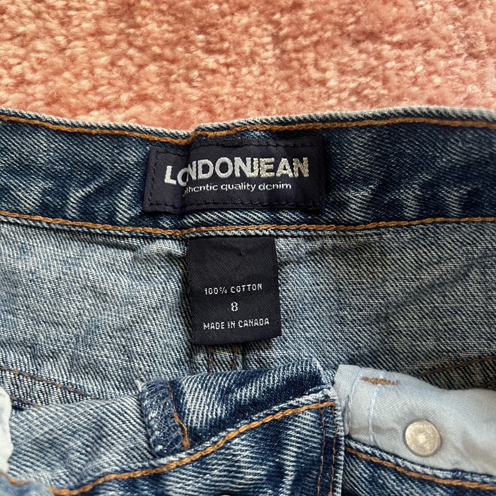 High Waisted Distressed Denim Shorts - Size 8